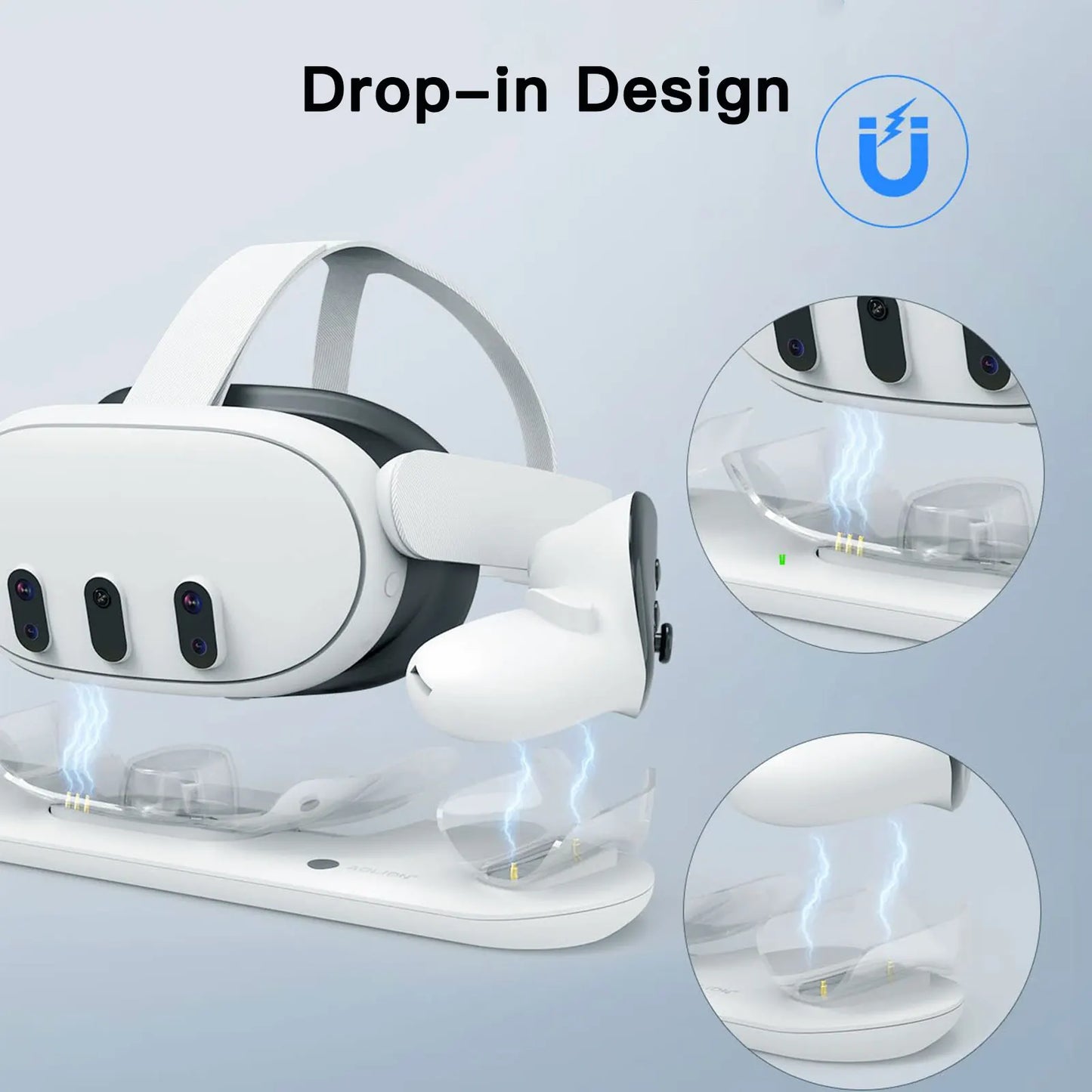 45W Charging Dock for Oculus/Meta Quest 3 VR Headset Controller    USB-C LED Indicator Fast Charger with 2 Rechargeable Battery