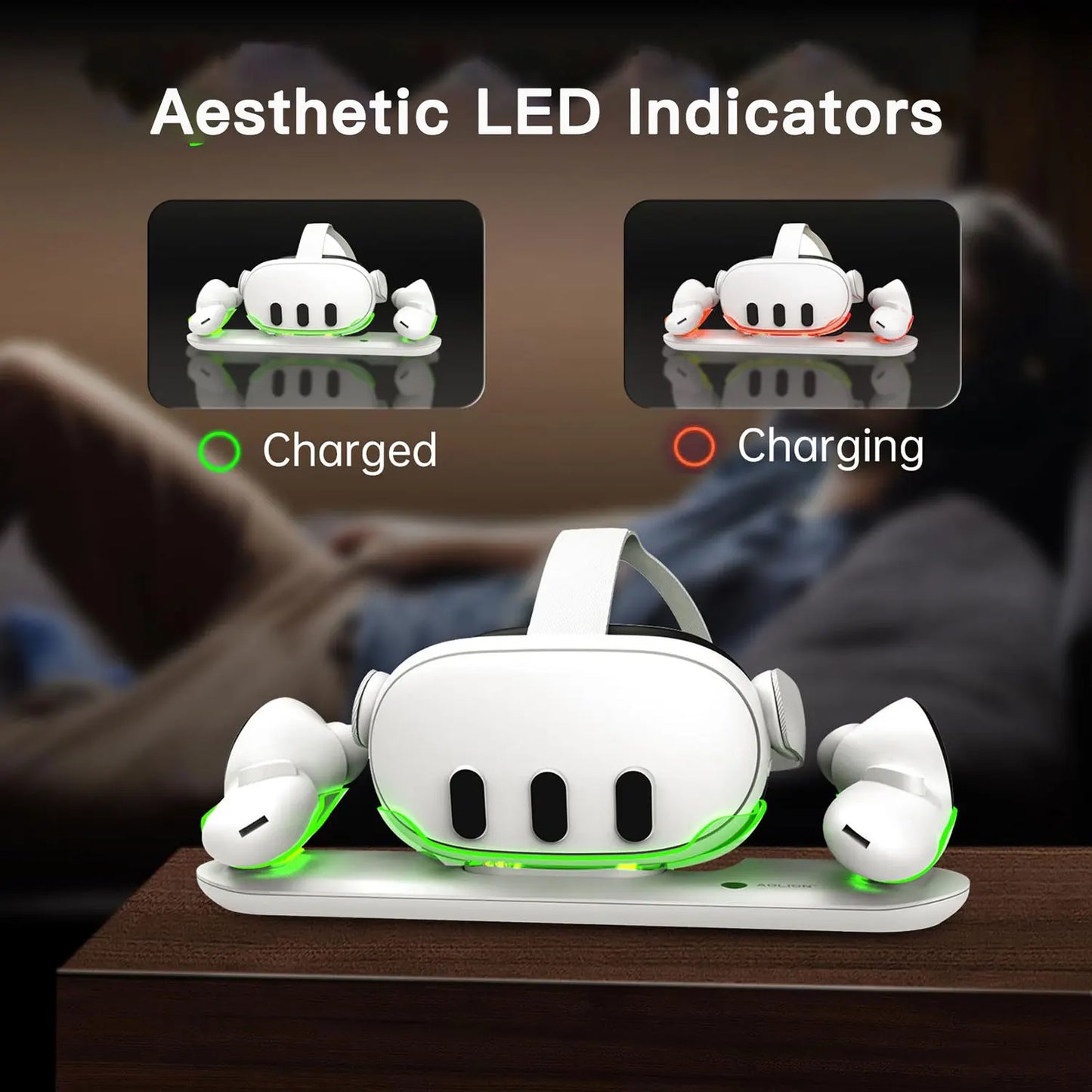 45W Charging Dock for Oculus/Meta Quest 3 VR Headset Controller    USB-C LED Indicator Fast Charger with 2 Rechargeable Battery