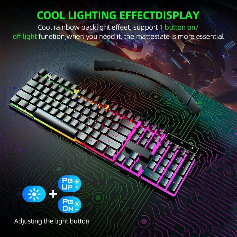 COUSO Venta al por mayor Teclado de jugador personalizado Teclado retroiluminado RGB Teclado mecánico ratón Juegos de ordenador Teclado y ratón Combos