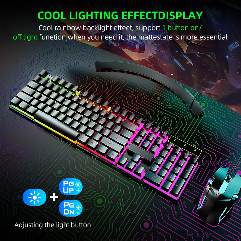 COUSO Venta al por mayor Teclado de jugador personalizado Teclado retroiluminado RGB Teclado mecánico ratón Juegos de ordenador Teclado y ratón Combos